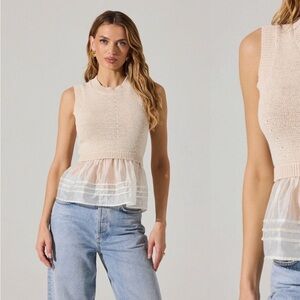 ASTR the label sheer peplum sweater vest